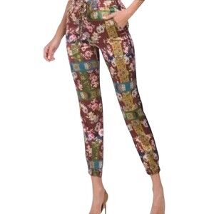 Johnny Was Silk LAURIE PRESLEY JOGGER Pants Sz XS Patchwork Floral Boho Designer
